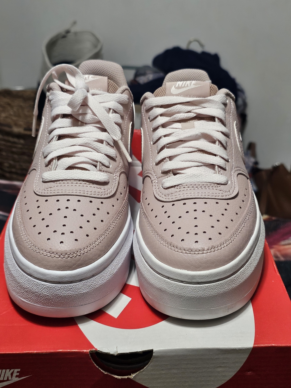 Nike Court Vision Alta LTR sneakers Oxford Pink w White Soles Women's Size 9